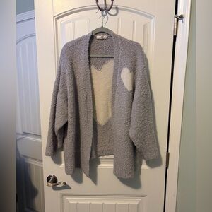 NATURAL LIFE Gray Cardigan with Heart Accent